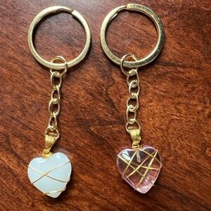 Gold Heart Keychain Set